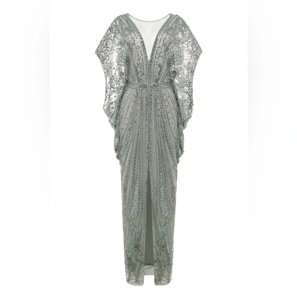 Retro Batwing Sleeve Sequin Evening Gown - Picture 3 of 5